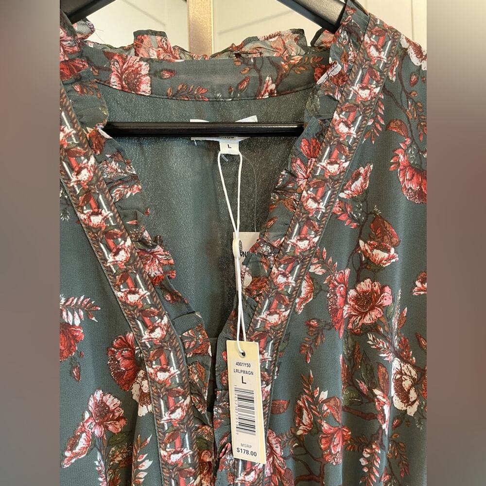 NWT Max Studio Olive Floral Midi Dress - Picture 6 of 7